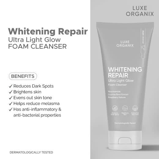 Luxe Organix Whitening Repair Ultra Light Glow Foam Cleanser 150g