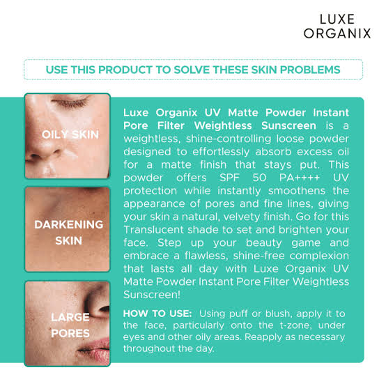 Luxe Organix UV Matte Powder SPF 50 PA++++ – Translucent