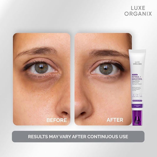 Luxe Organix Advanced Retinol + Bakuchiol Deep Wrinkle Eye Contour Overnight Cream 12g