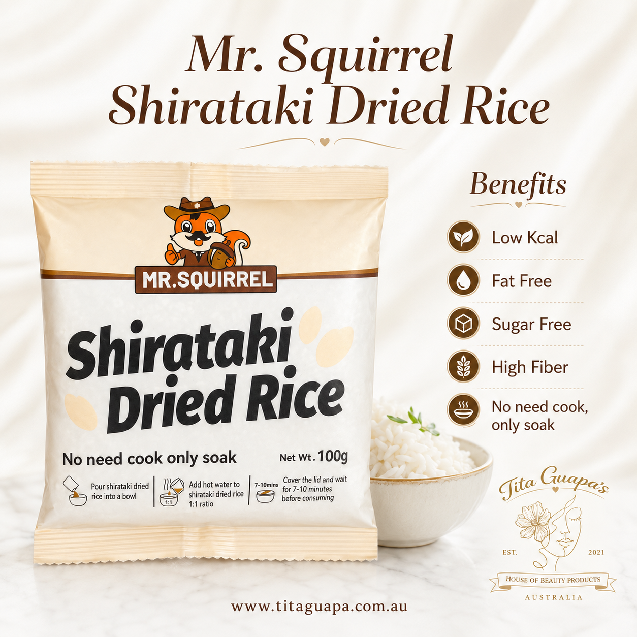 Mr. Squirrel Shirataki Dried Rice 100g