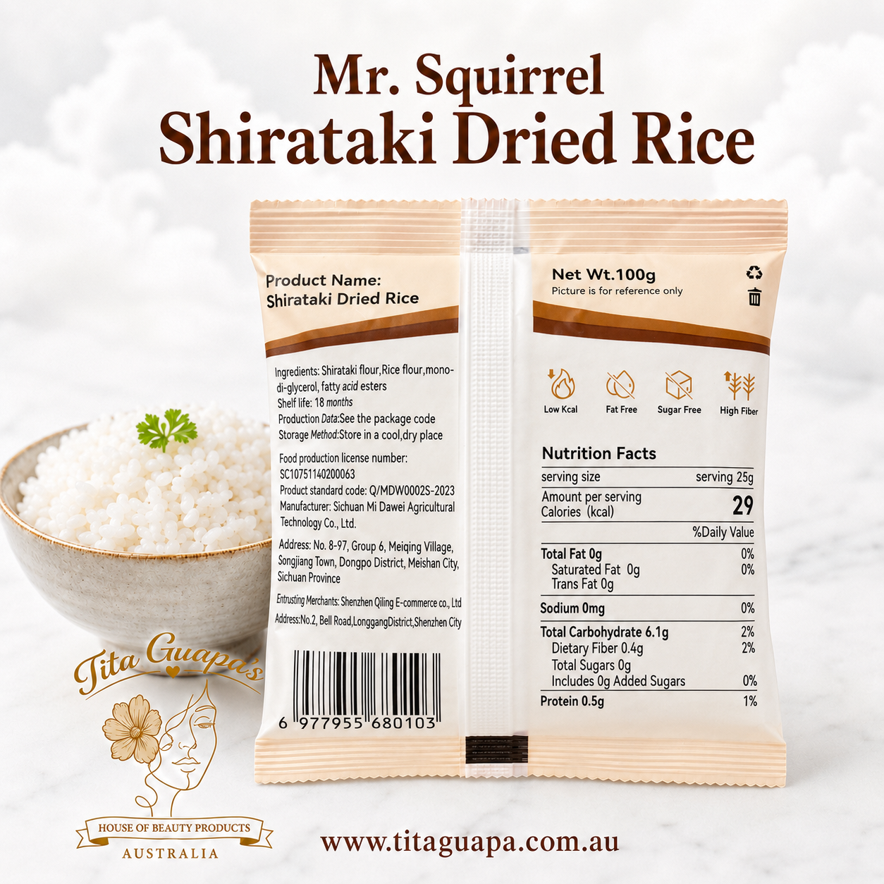 Mr. Squirrel Shirataki Dried Rice 100g