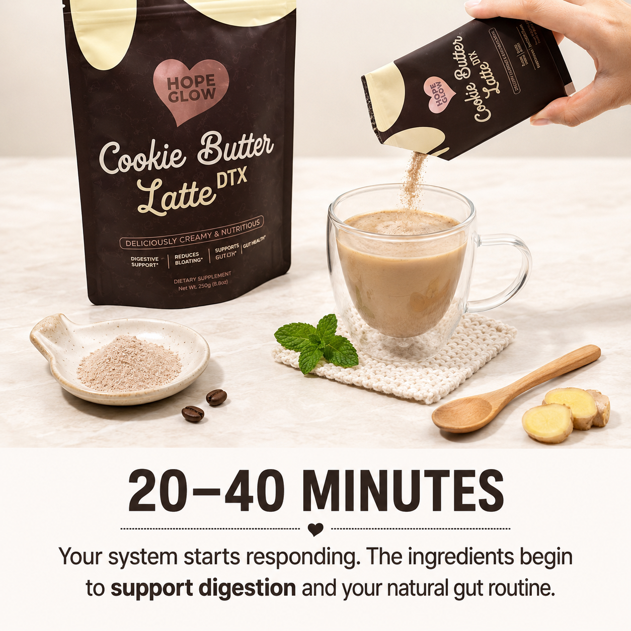 Hope Glow Cookie Butter Latte DTX Wellness Coffee Blend - 8 Sachets
