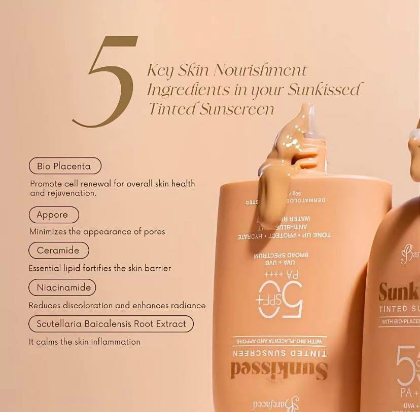 Barefaced Sunkissed Tinted Sunscreen SPF50+ PA++++ – 50g - ORIGINAL COVERAGE