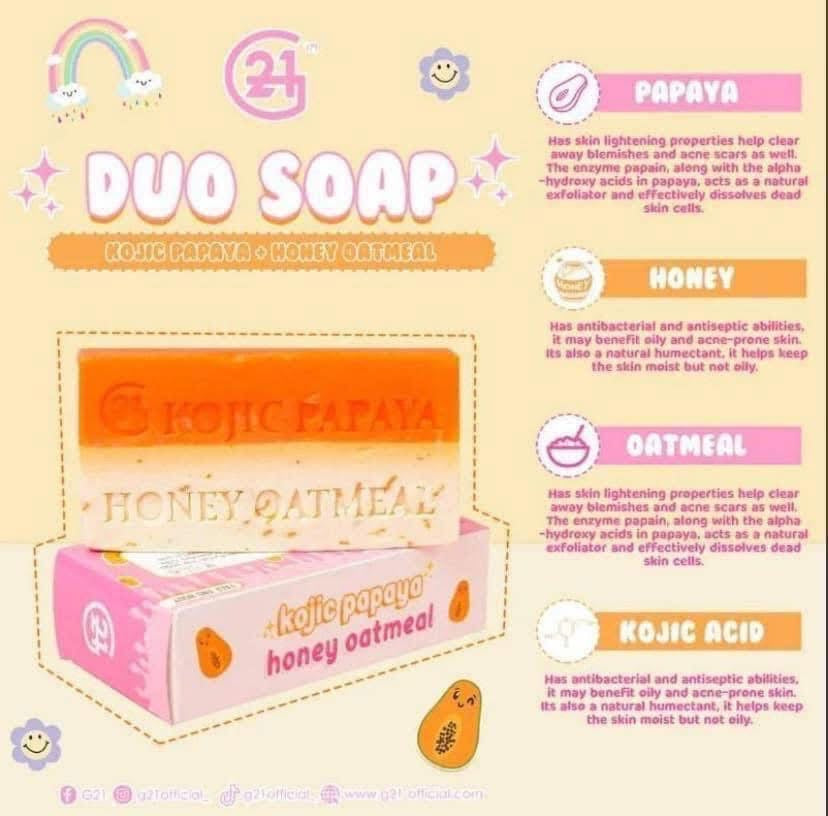 G21 Kojic Papaya Honey Oatmeal Duo Face and Body Soap 150