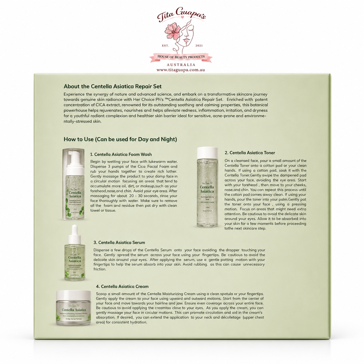 Her Choice PH Centella Asiatica Premium Repair Set – BIGGER SIZE