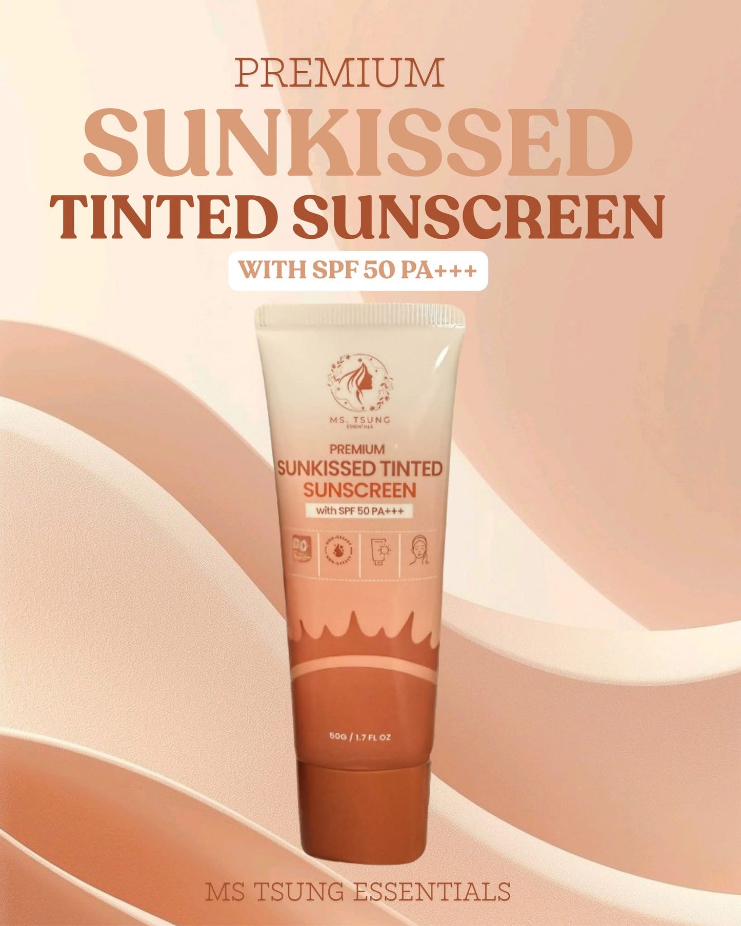 Ms Tsung Premium Sunkissed Tinted Sunscreen 50g with SPF 50 PA+++