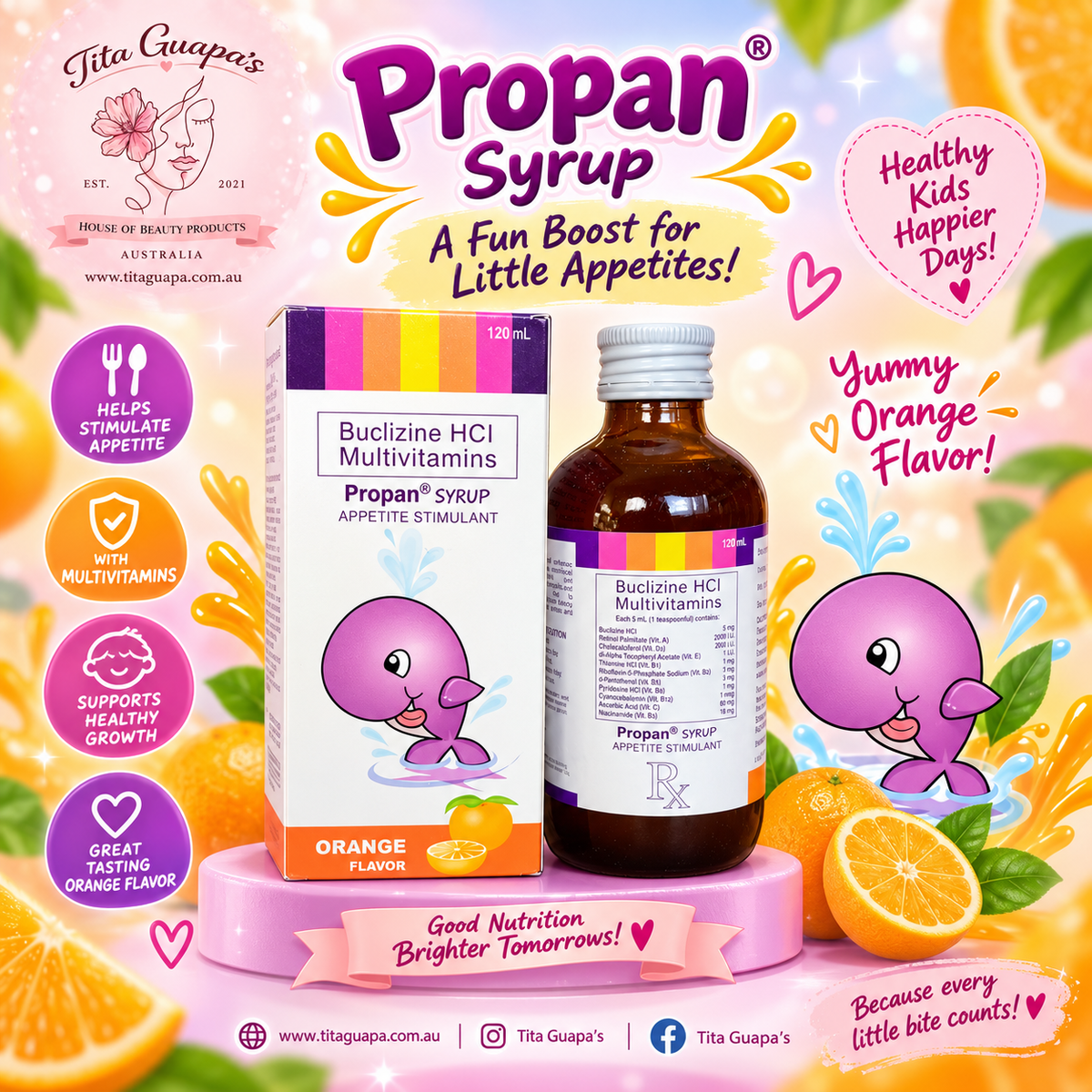 Propan® Syrup Buclizine HCl Multivitamins – Orange Flavor 120mL