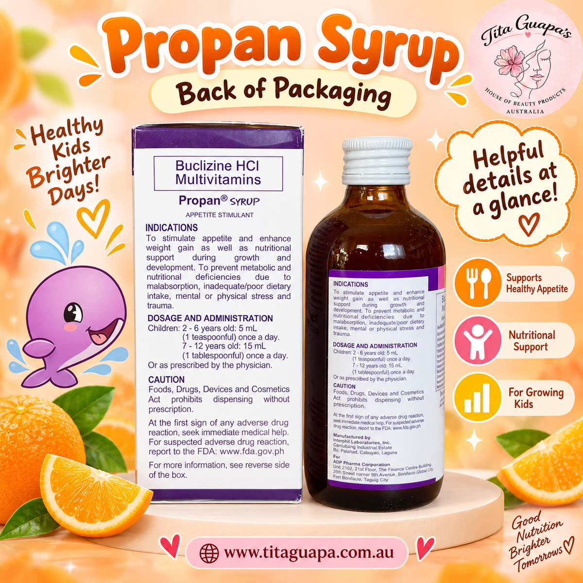 Propan® Syrup Buclizine HCl Multivitamins – Orange Flavor 120mL