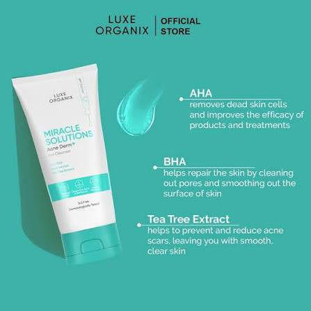 Luxe Organix Acne Derm+ Miracle Solutions Gel Cleanser 150g