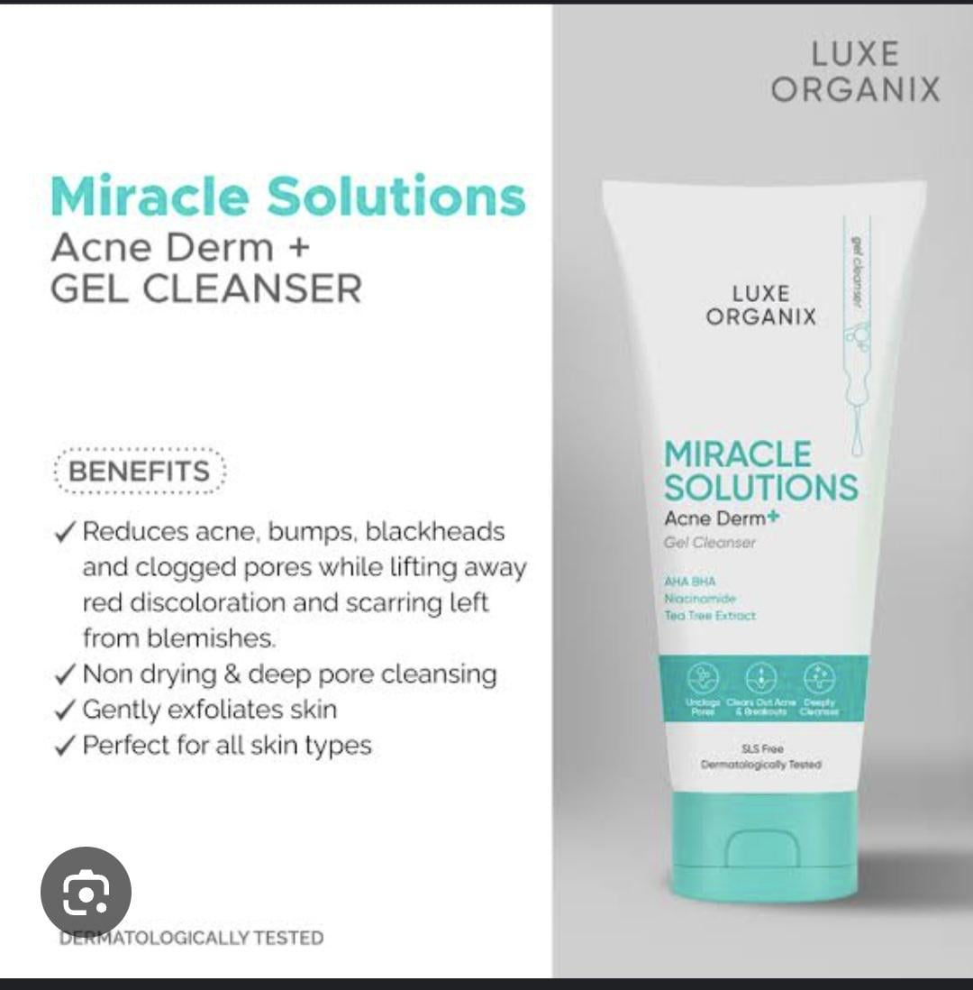 Luxe Organix Acne Derm+ Miracle Solutions Gel Cleanser 150g