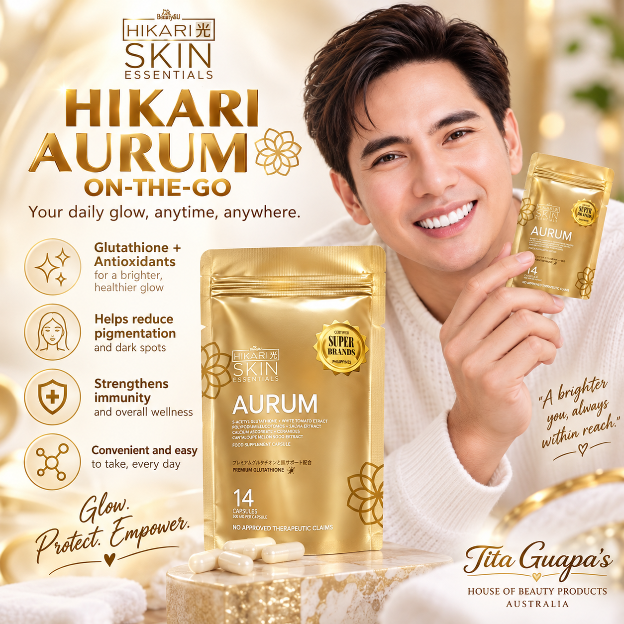 HIKARI Skin Essentials AURUM Premium Glutathione – 14 Caps