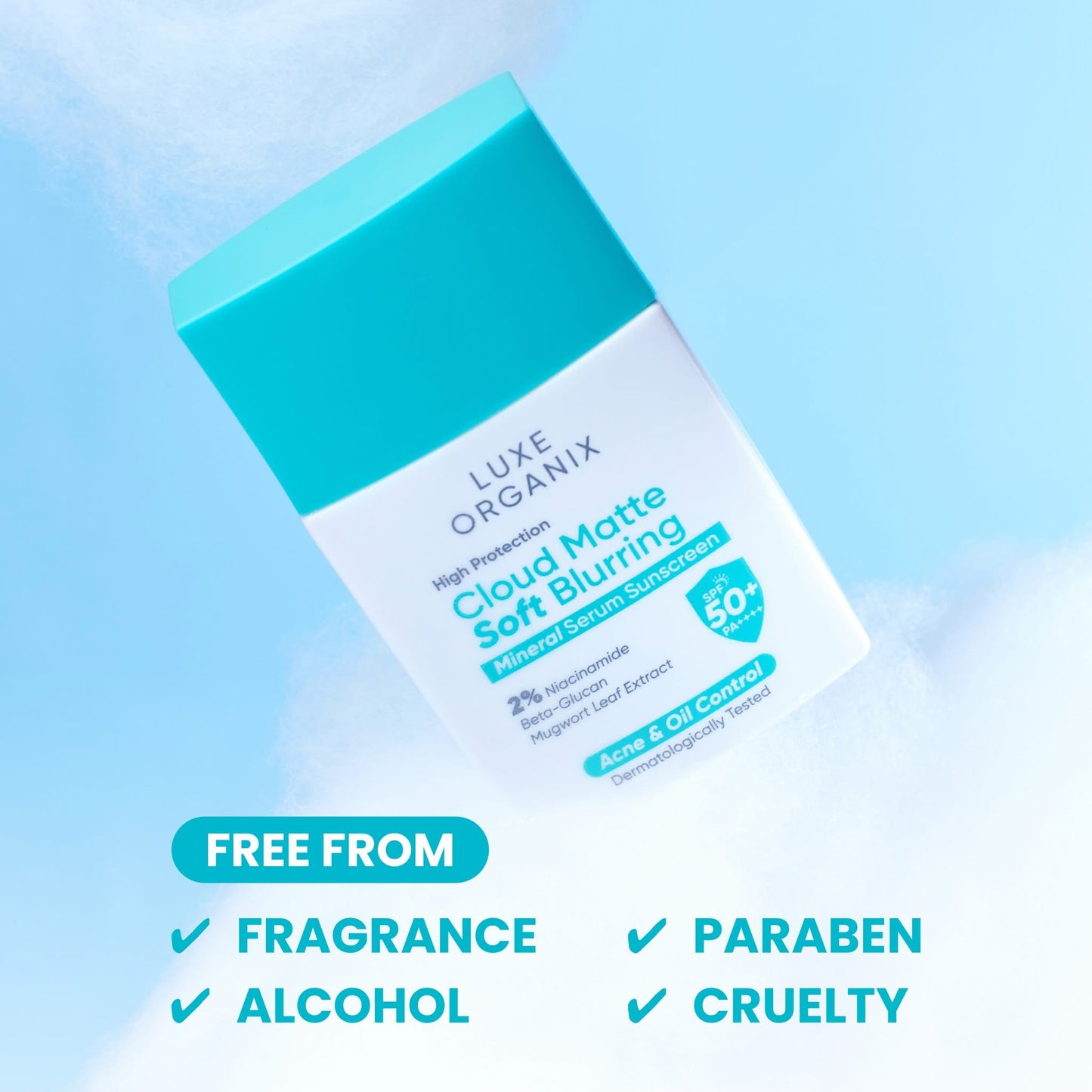 Luxe Organix Cloud Matte Soft Blurring Mineral Serum Sunscreen SPF50+ PA++++ 40g