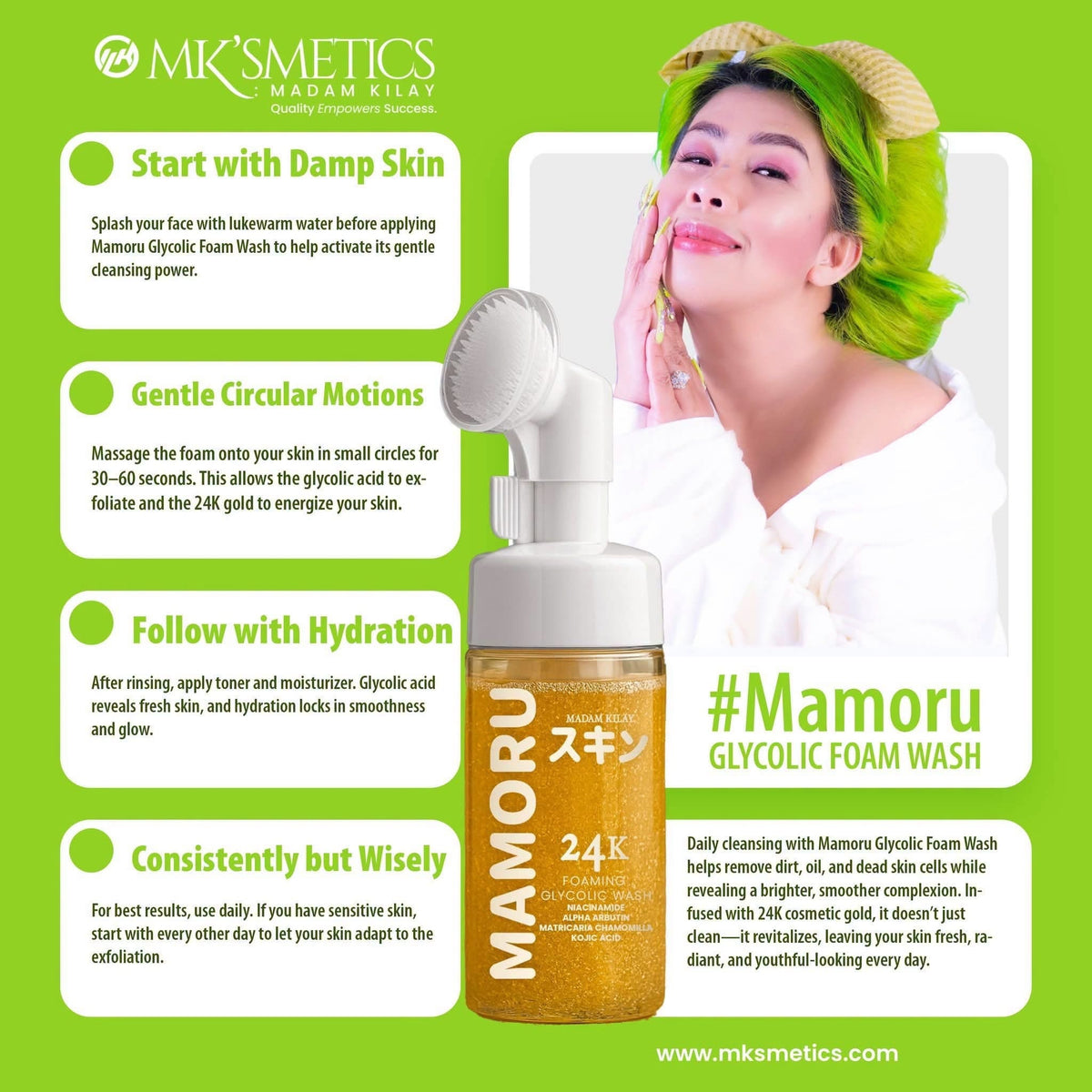 Mamoru 24K Foaming Glycolic Wash