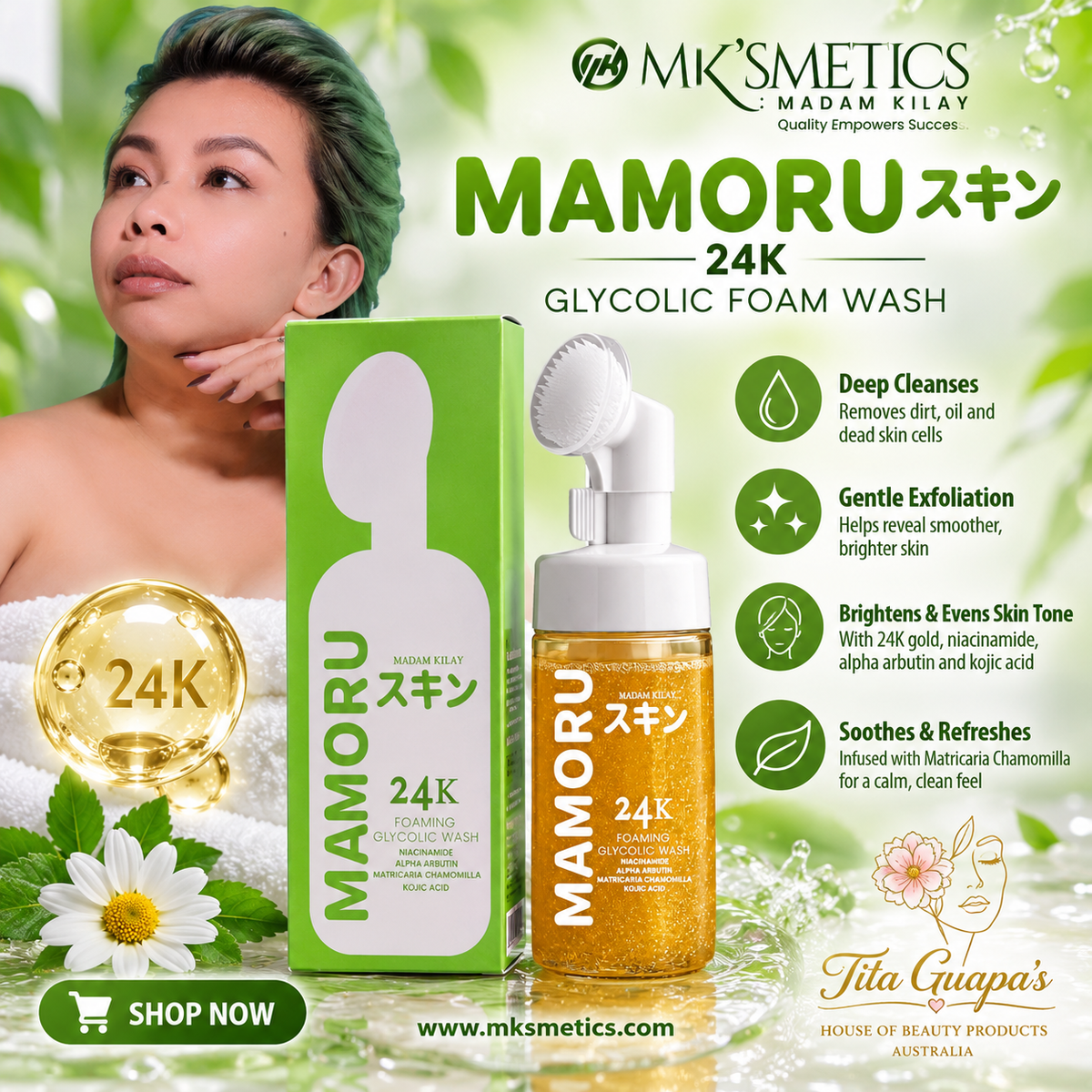 Mamoru 24K Foaming Glycolic Wash