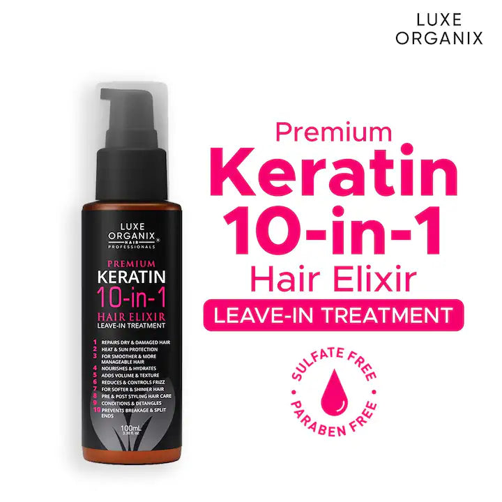 Luxe Organix Premium Keratin 10-in-1 Hair Elixir Leave-In Treatment 100ml