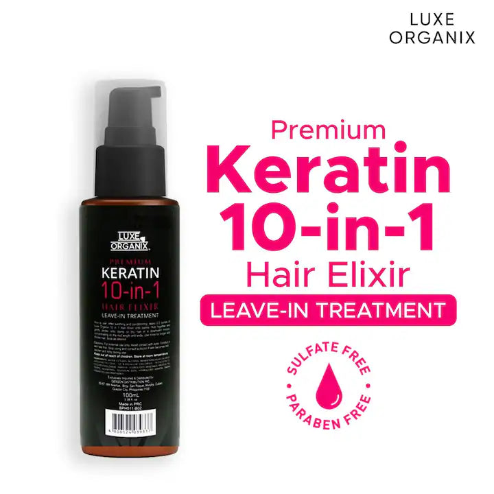 Luxe Organix Premium Keratin 10-in-1 Hair Elixir Leave-In Treatment 100ml