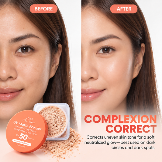 Luxe Organix UV Matte Powder Instant Pore Filter Weightless Sunscreen SPF50 PA++++ – Complexion Correct 