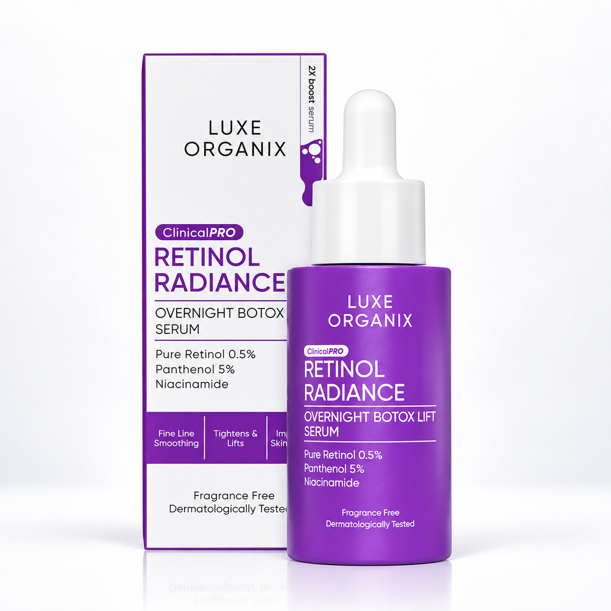 Luxe Organix ClinicalPRO Retinol Radiance Overnight Botox Lift Serum 30ml