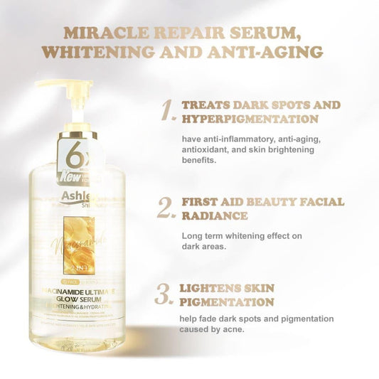 Ashley Shine Niacinamide Pure Serum 2 in 1 Face and Body Whitening and Hydrating  520ml