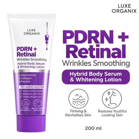 Luxe Organix PDRN + Retinal Wrinkles Smoothing Hybrid Body Serum & Whitening Lotion – 200ml