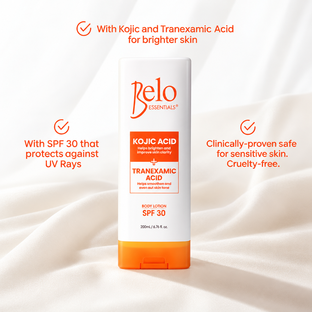 BELO Whitening Lotion (Orange) Kojic Acid+Tranexamic Acid 200ml