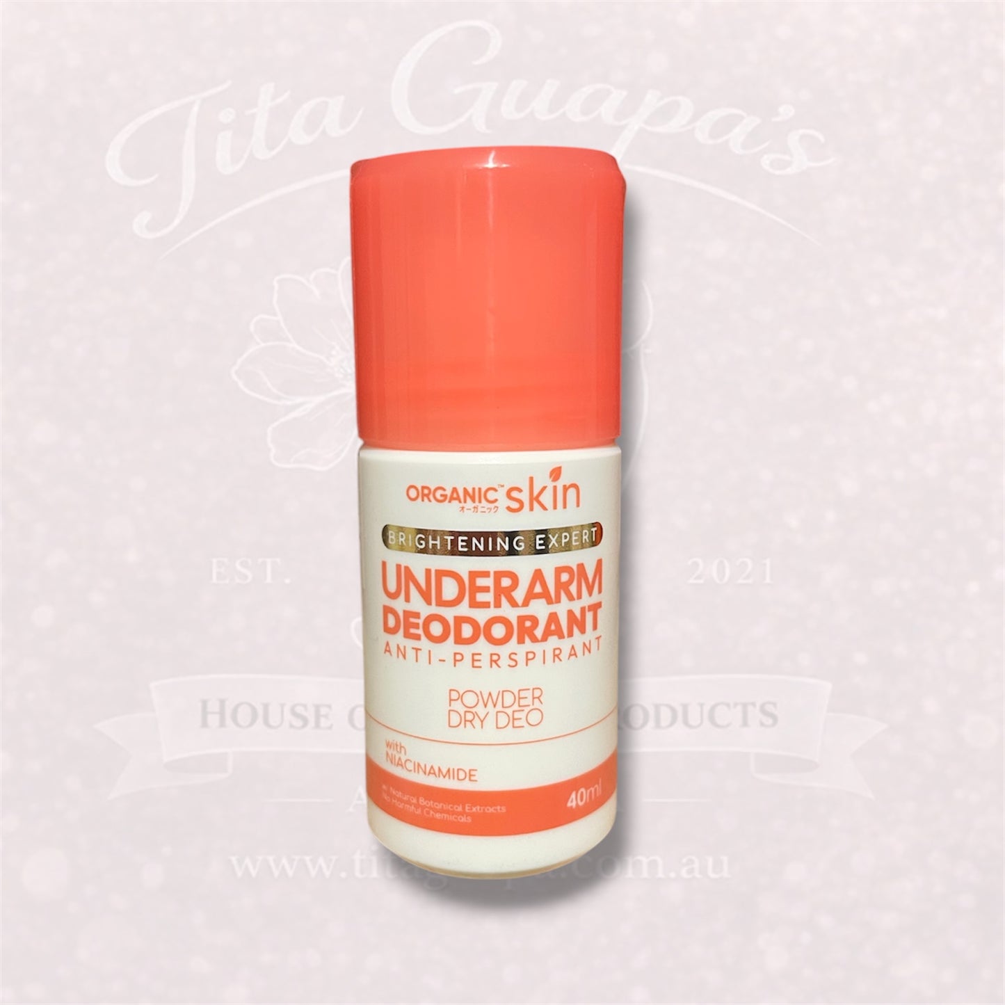 Organic Skin Brightening Expert Underarm Powder Dry Deo (40ml) with Niacinamide