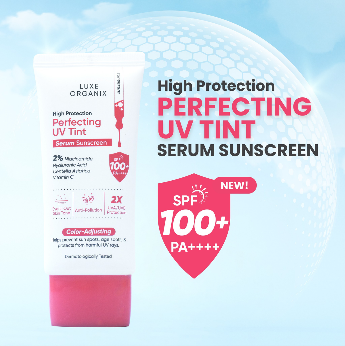 Luxe Organix High Protection Perfecting UV Tint Serum Sunscreen SPF100+ PA++++  40g