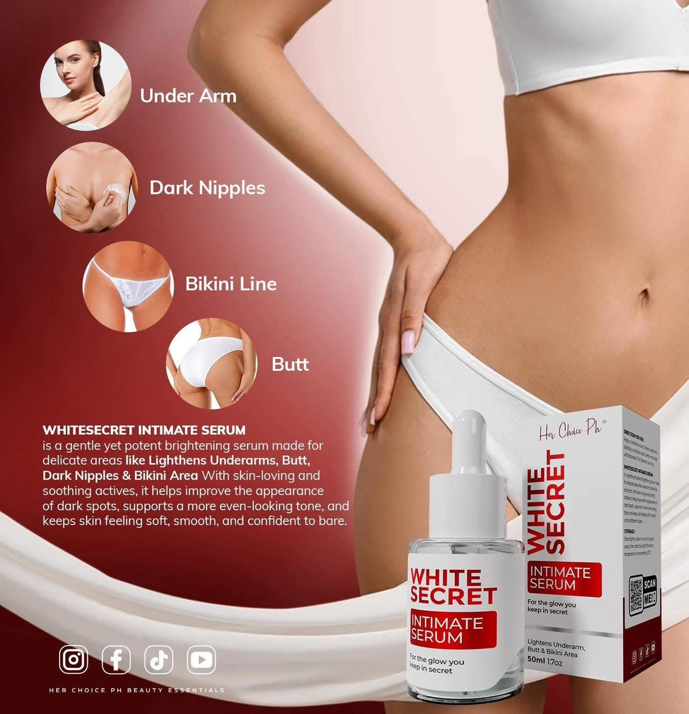 Her Choice Ph White Secret Intimate Serum 50ml - Underarms, Butt & Bikini Area