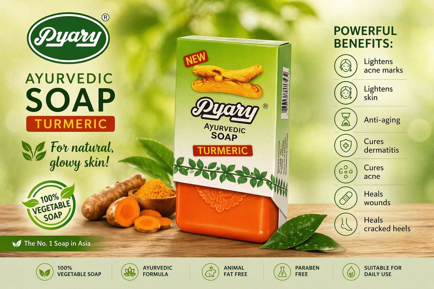 Pyary Ayurvedic Soap Turmeric 75g