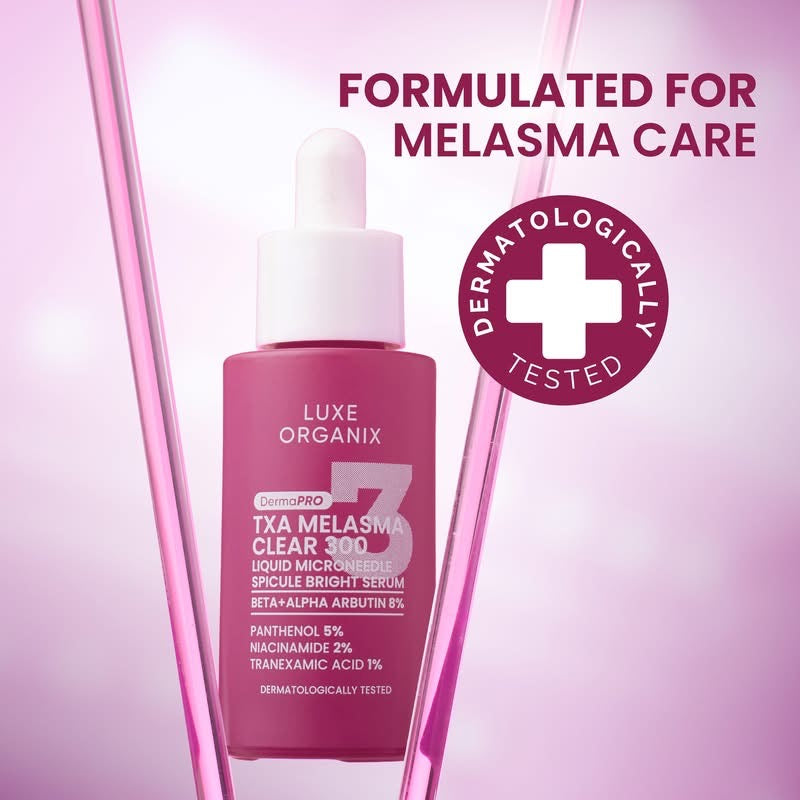 LUXE ORGANIX DermaPRO TXA Melasma Clear 300 Liquid Microneedle Spicule Bright Serum 30ml
