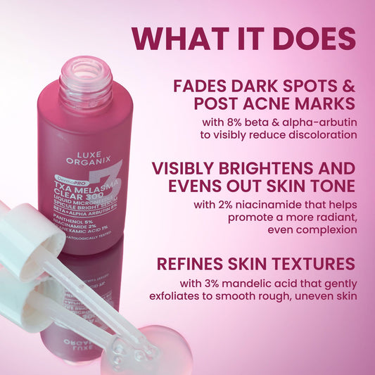 LUXE ORGANIX DermaPRO TXA Melasma Clear 300 Liquid Microneedle Spicule Bright Serum 30ml