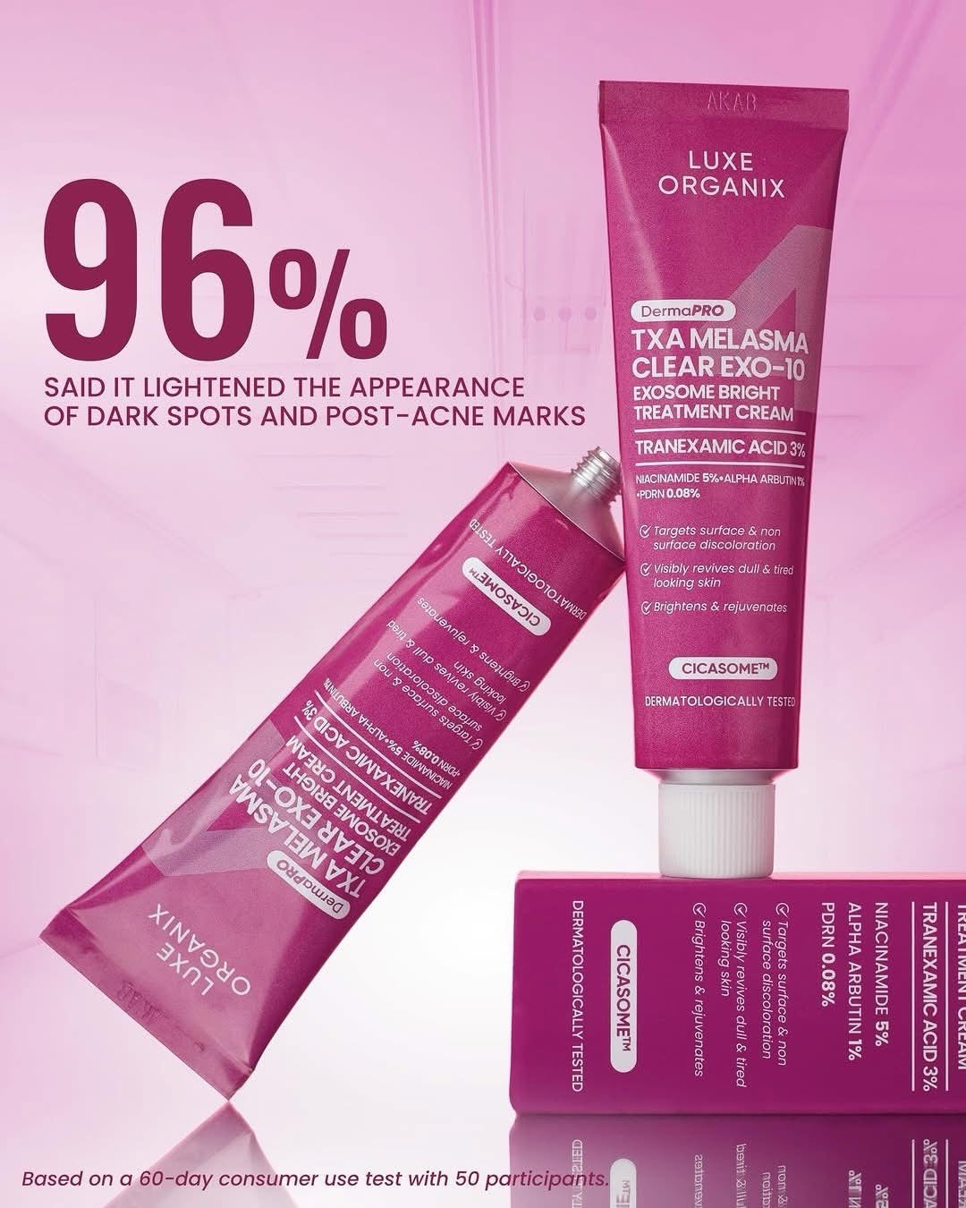 LUXE ORGANIX DermaPRO TXA Melasma Clear Exo-10 Exosome Bright Treatment Cream 30g