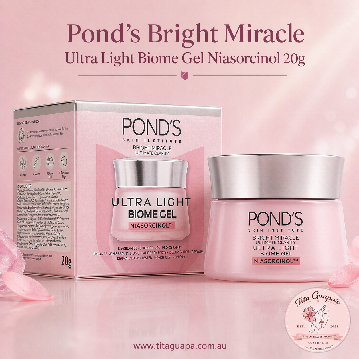 POND’S Bright Miracle Ultra Light Biome Gel Niasorcinol 20g (Moisturiser)