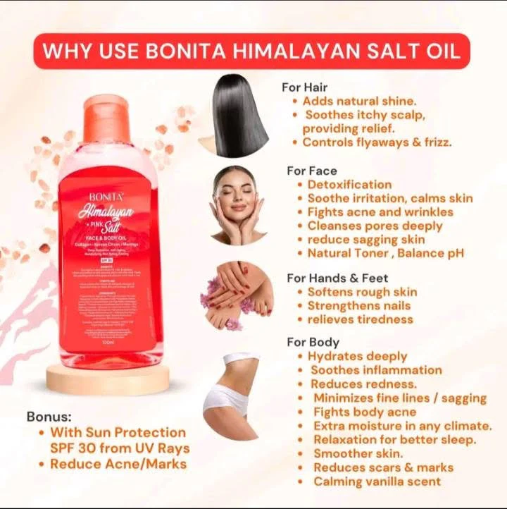 Bonita Himalayan Pink Salt Face & Body Oil SPF30 100ml
