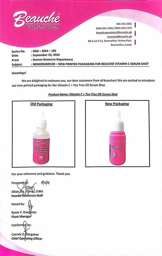 Beauche Vitamin C + Tea Tree Oil Serum Shot Restore and Renew 30ml