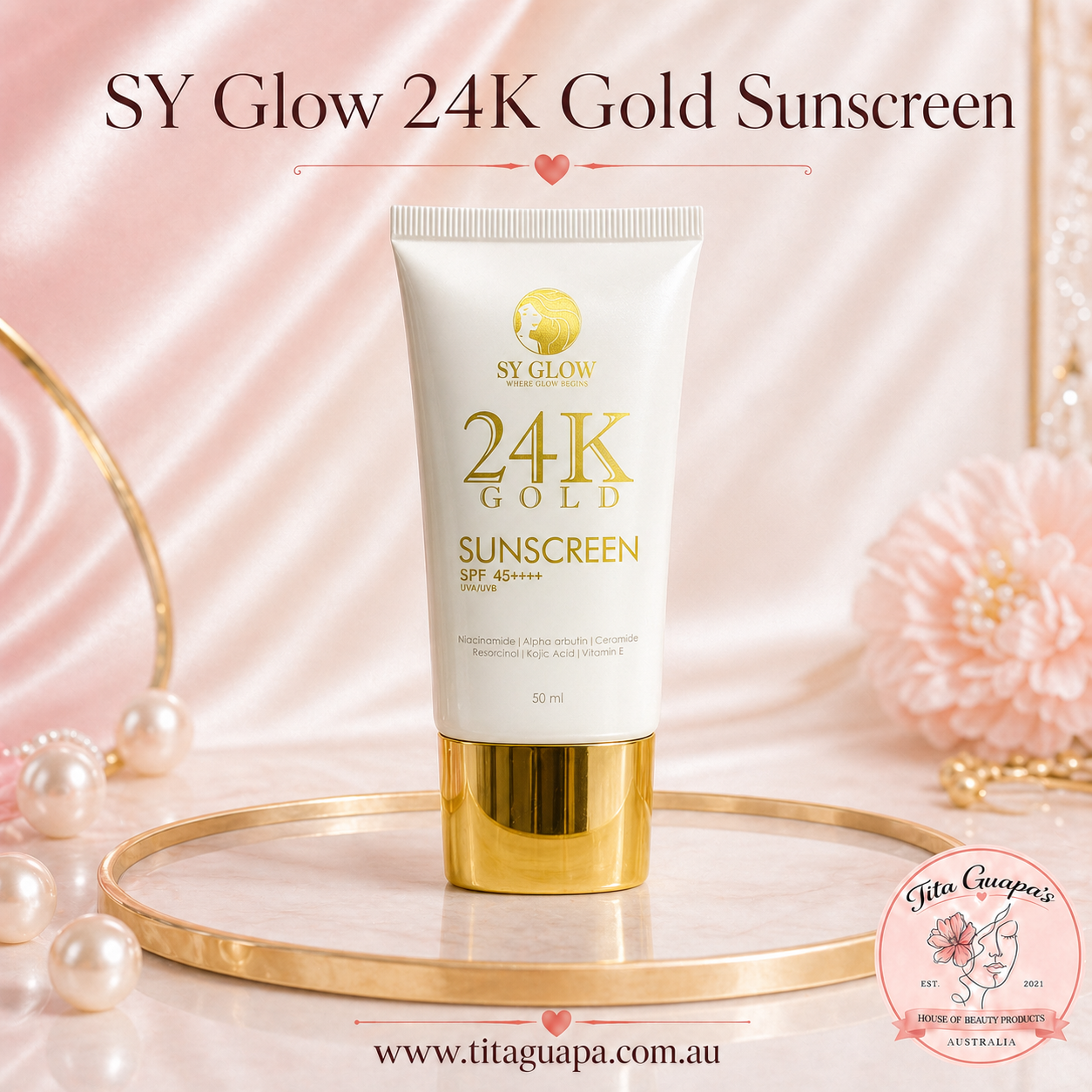 SY Glow 24K Gold Sunscreen SPF45 ++++ UVA/UVB  50ml