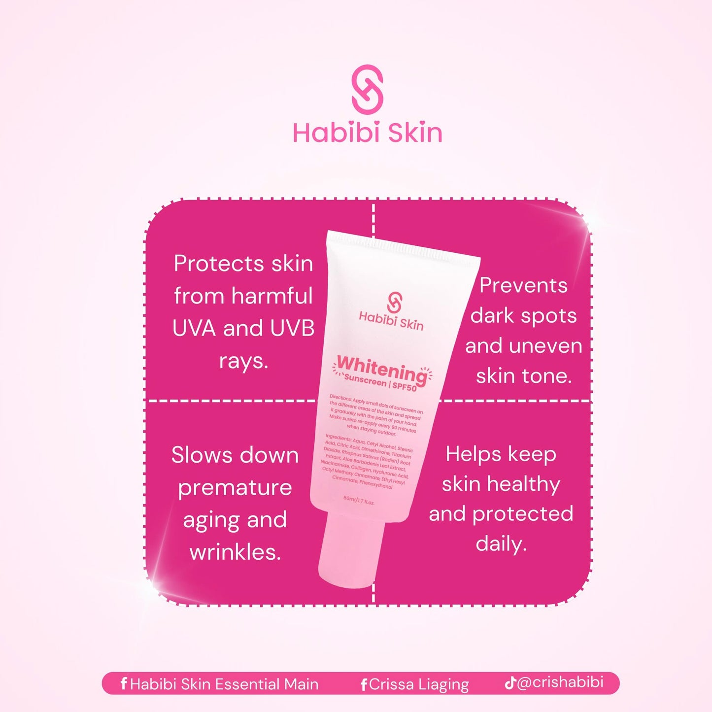 Habibi Skin Whitening Sunscreen SPF50  50ml
