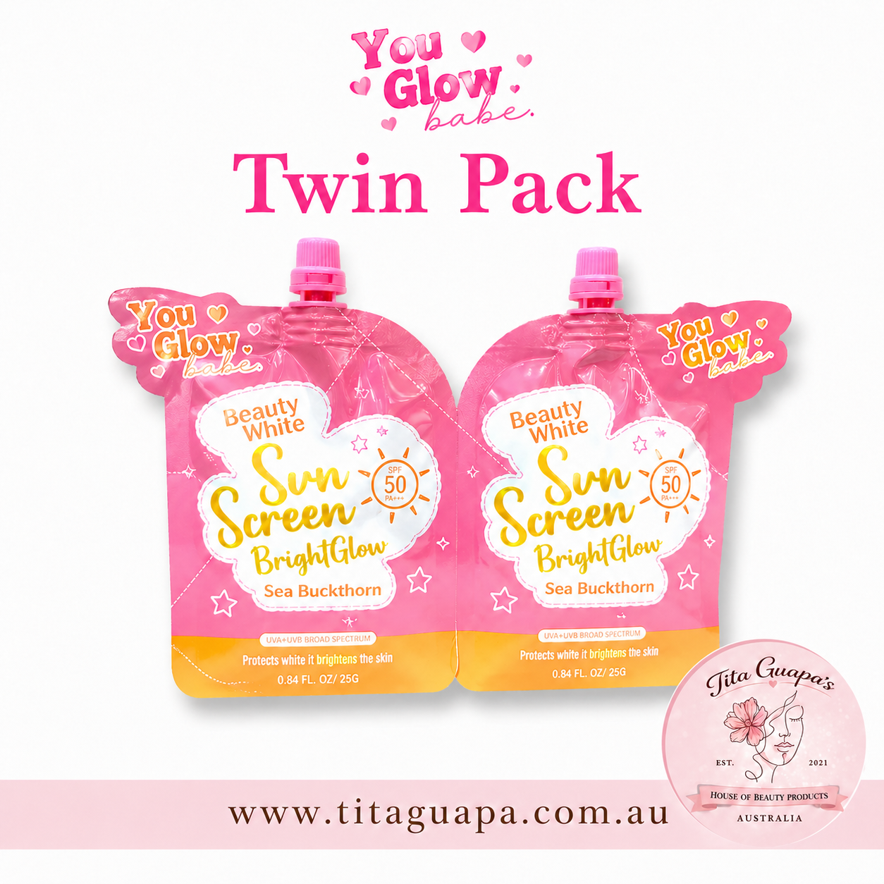 Beauty White Sunscreen 2x 25g SPF50 PA+++ ( TWIN PACK) )