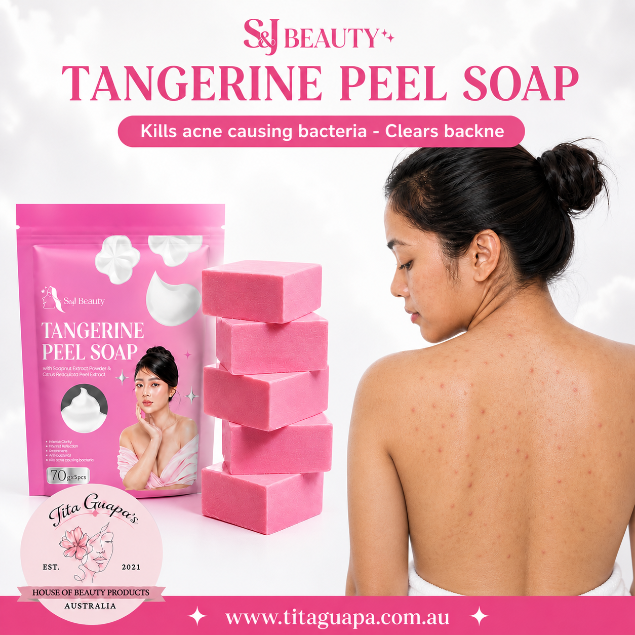 S&J Beauty Tangerine Peel Soap 70g x 5 bars