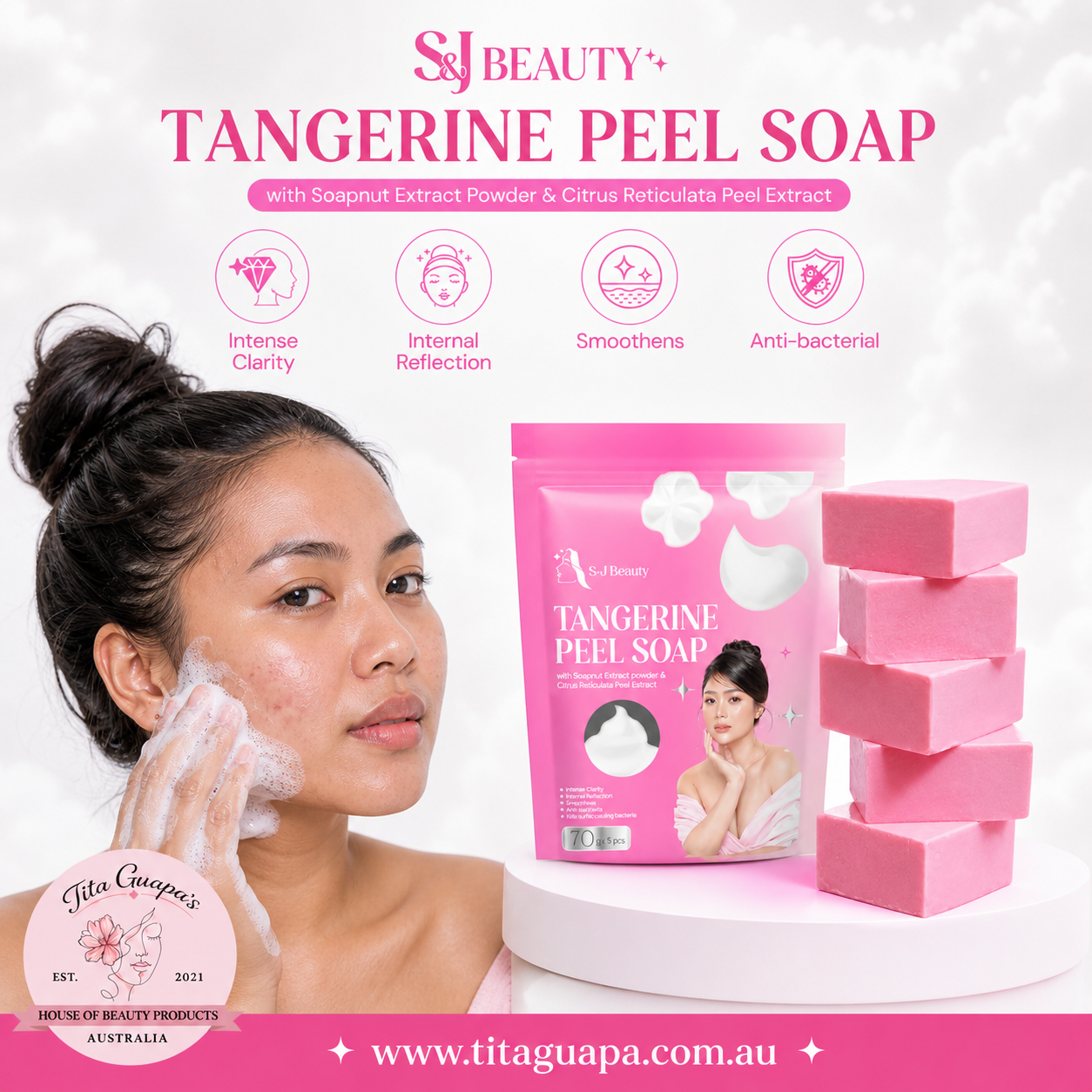 S&J Beauty Tangerine Peel Soap 70g x 5 bars