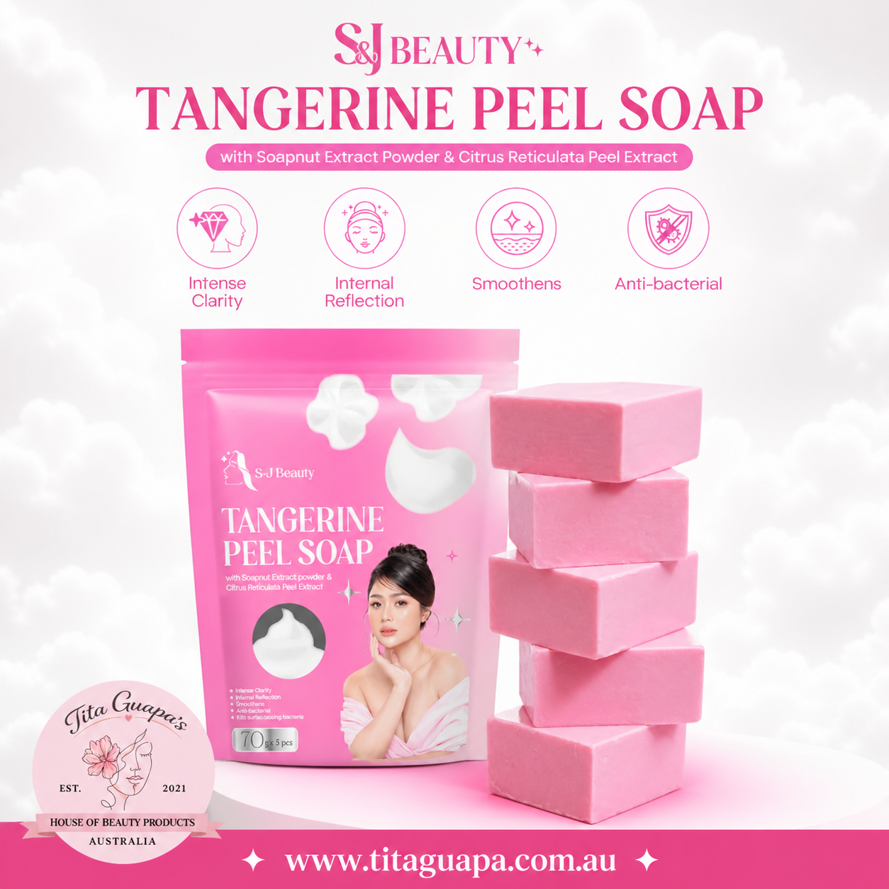 S&J Beauty Tangerine Peel Soap 70g x 5 bars