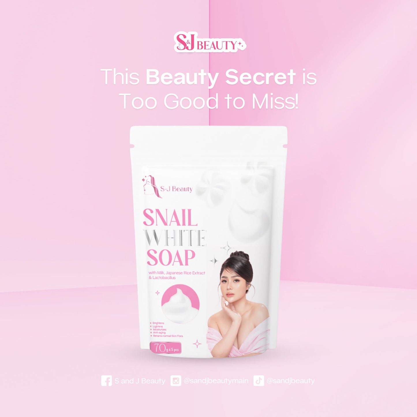 S&J Beauty Snail White Soap 70g x 5 bars