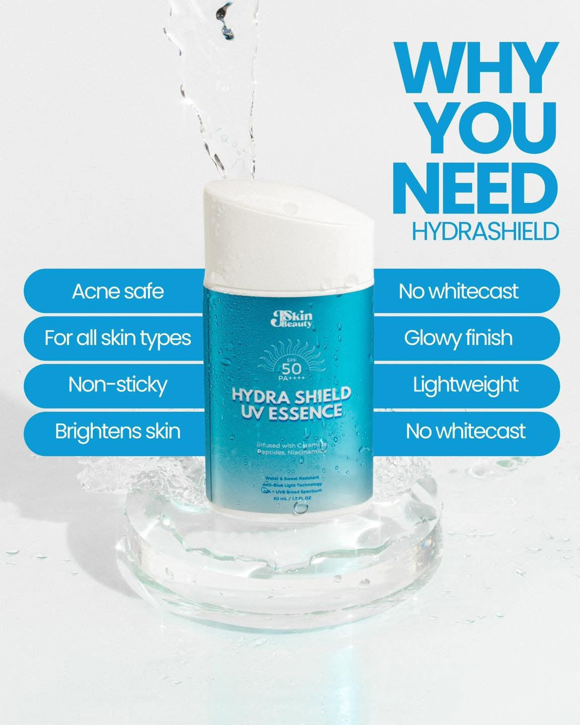 J Skin Beauty Hydra Shield UV Essence SPF50 -  50ml