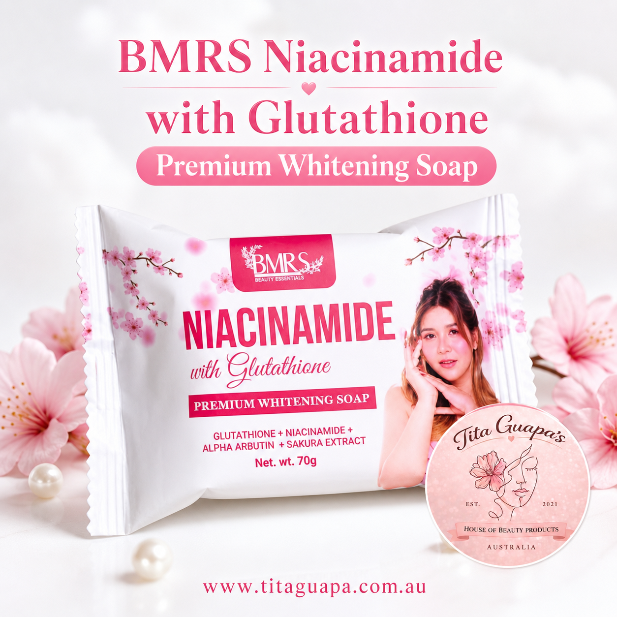 BMRS Niacinamide with Glutathione Premium Whitening Soap – 70g