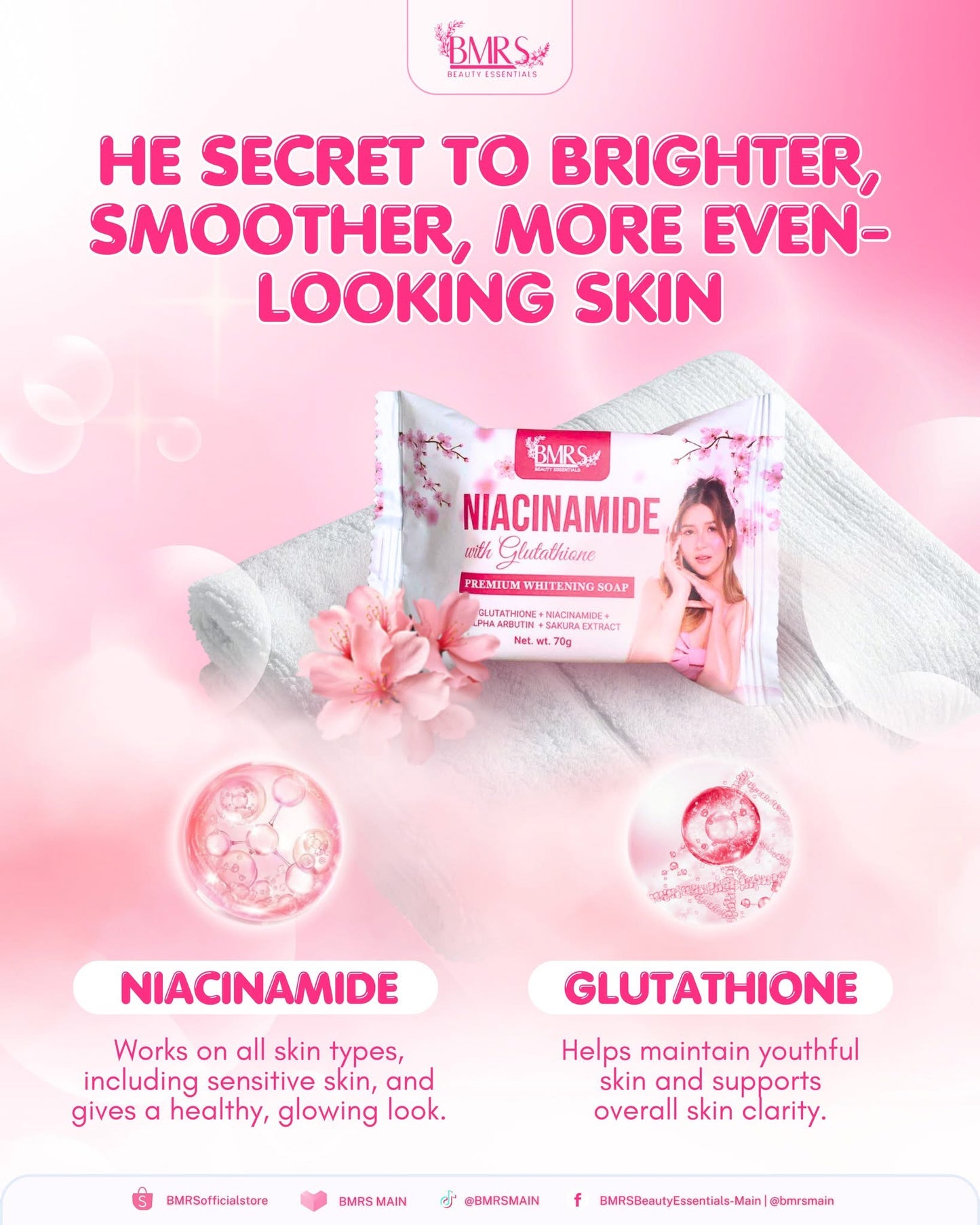 BMRS Niacinamide with Glutathione Premium Whitening Soap – 70g