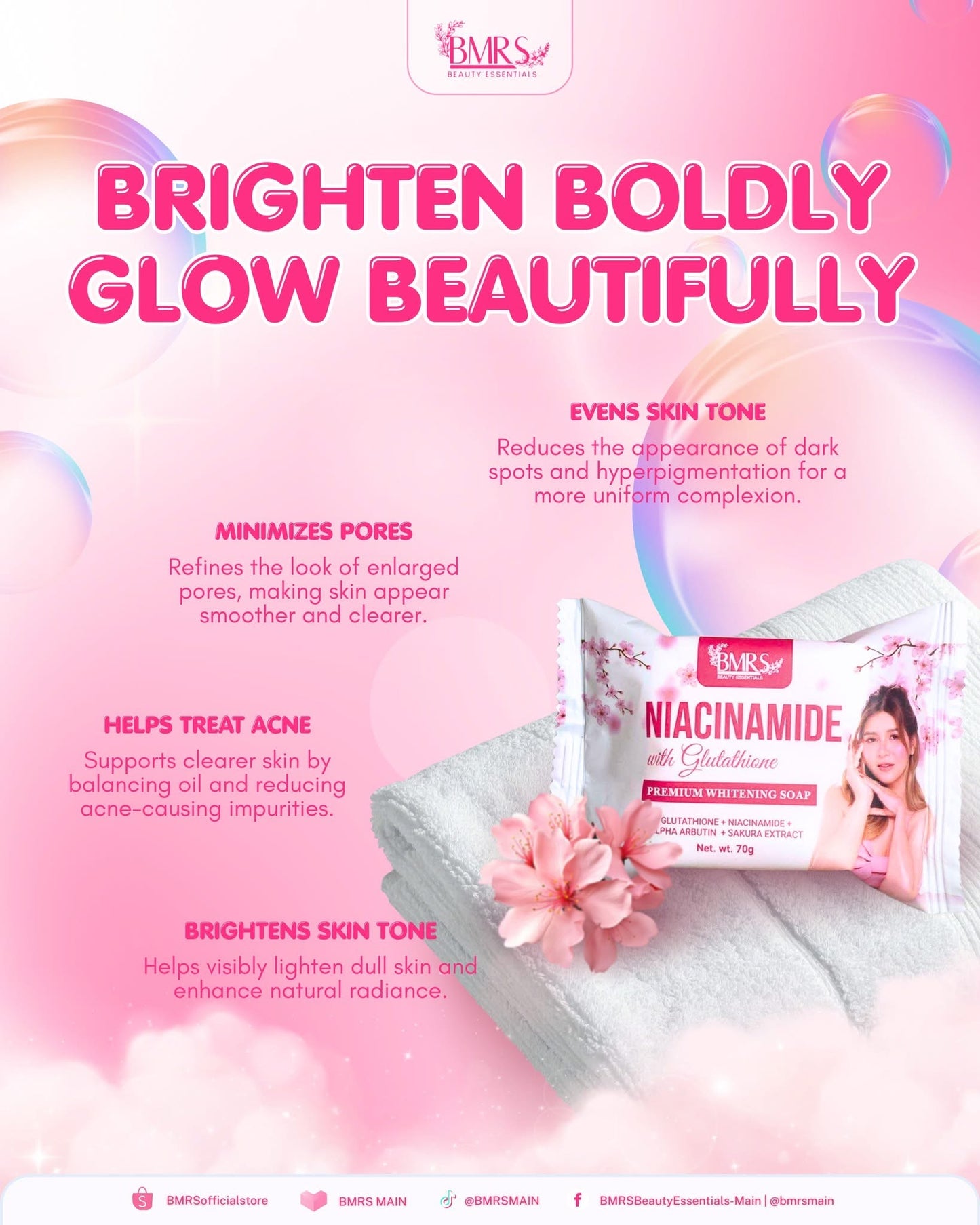 BMRS Niacinamide with Glutathione Premium Whitening Soap – 70g