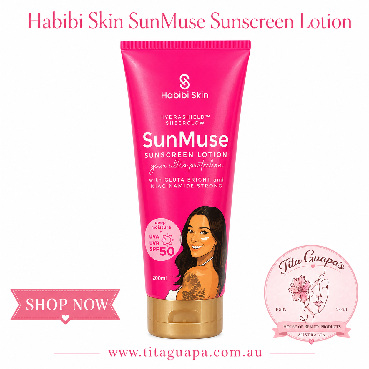 Habibi Skin SunMuse Sunscreen Lotion SPF50 – 200ml