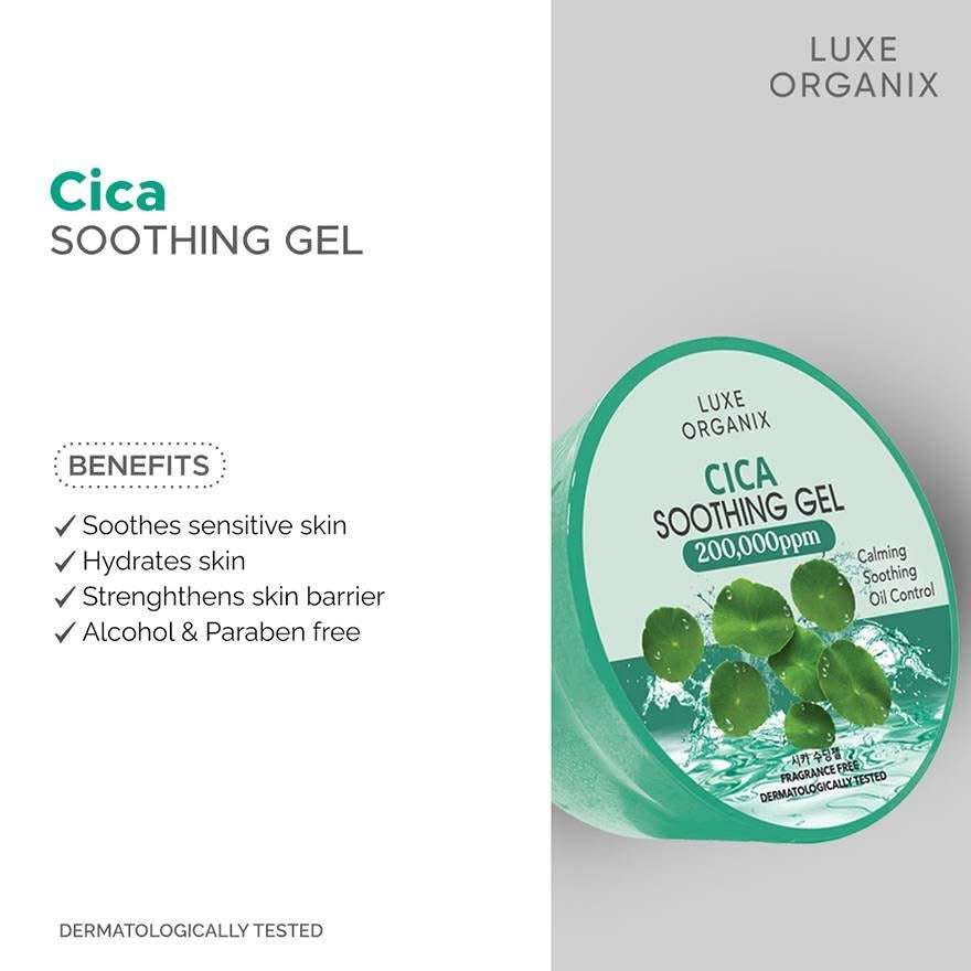 Luxe Organix Cica Soothing Gel 200,000ppm – 300ml