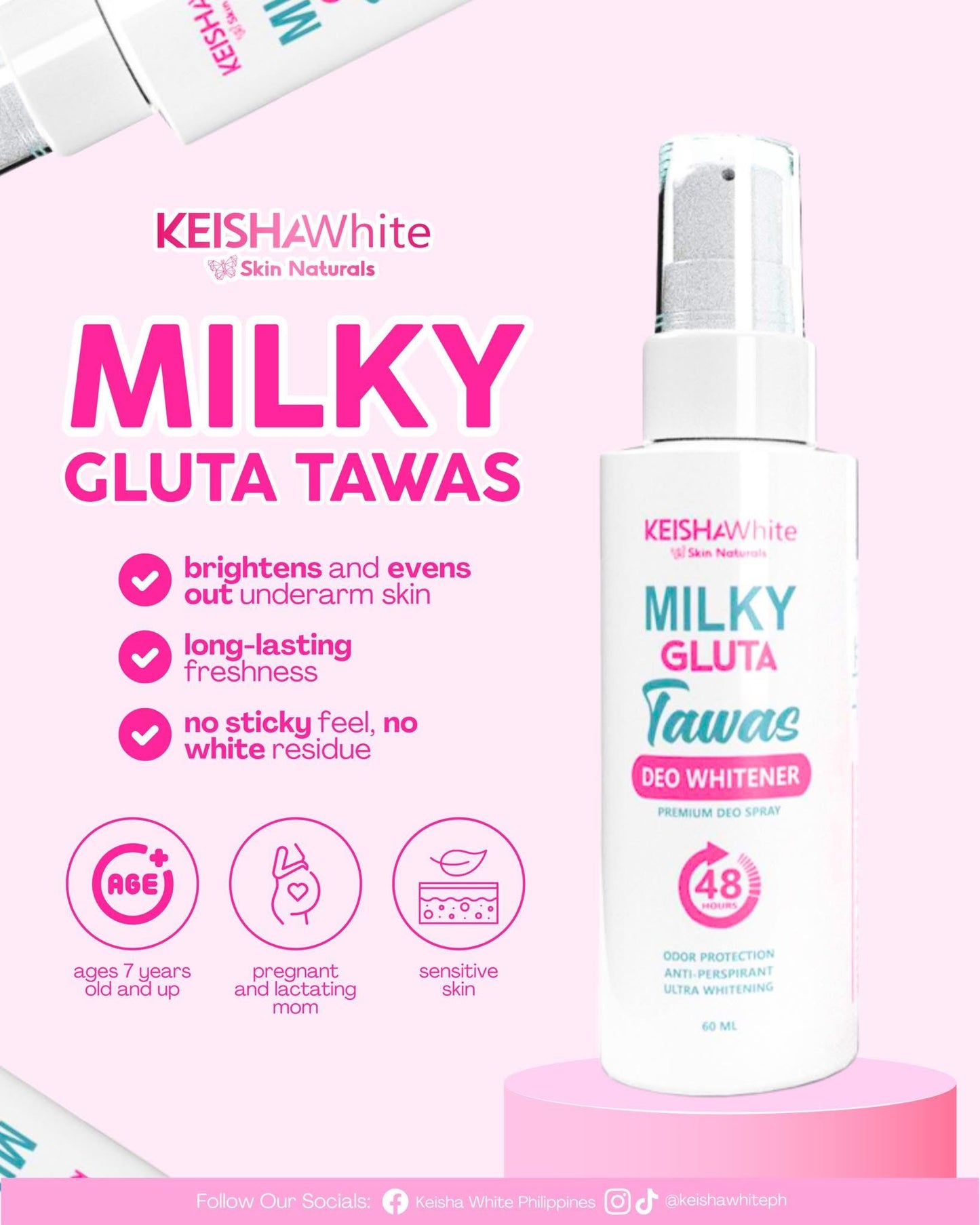 Milky Gluta Tawas Deo Whitener 60ml