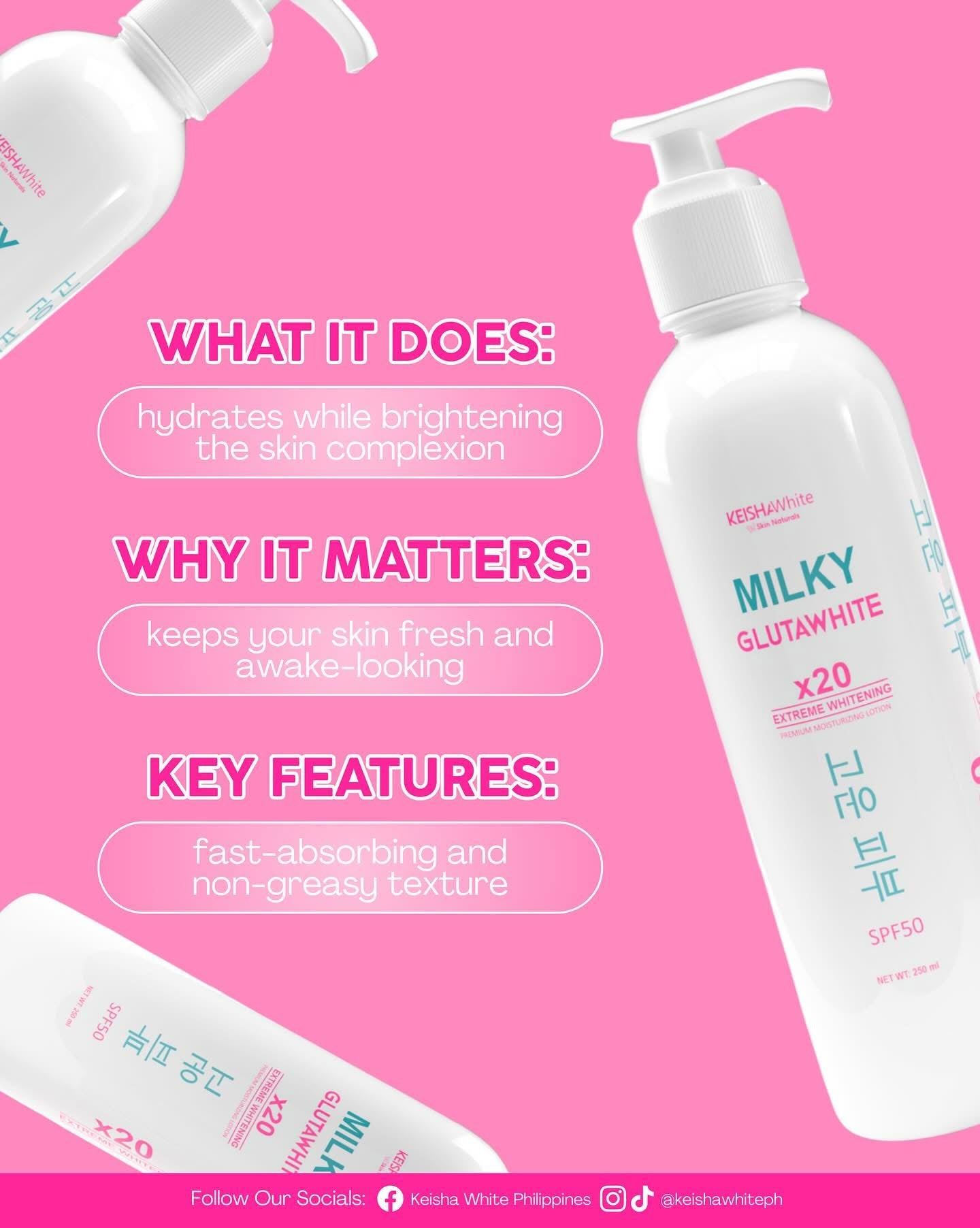 Milky Glutawhite Premium Moisturizing Lotion SPF50   250ml